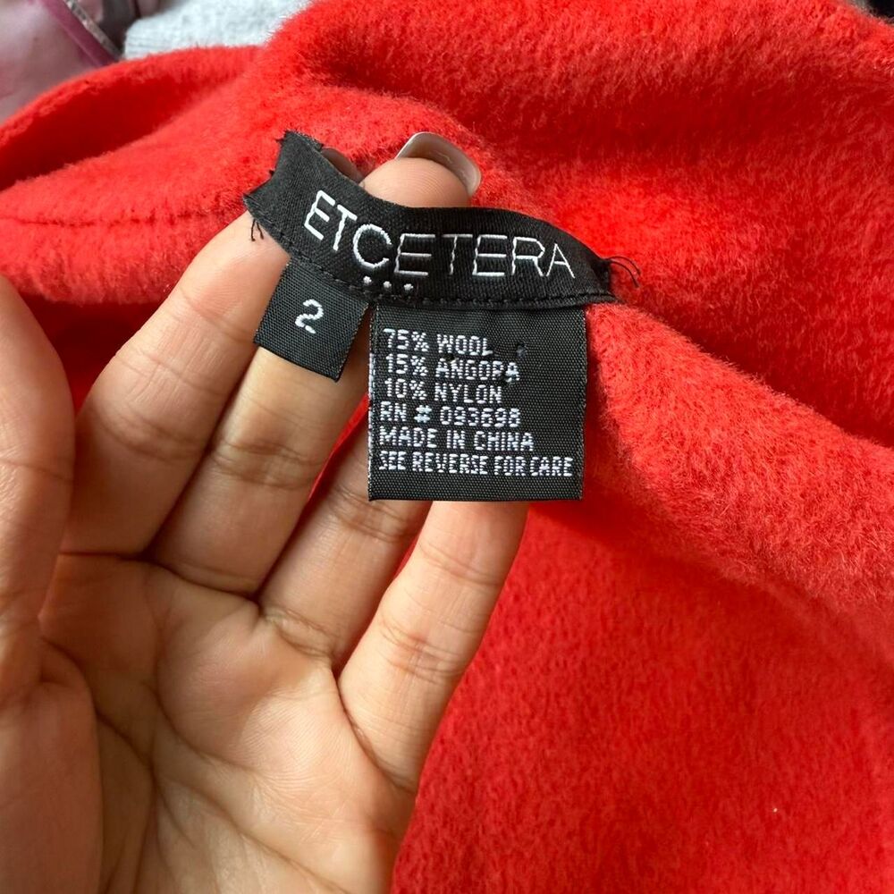 etcetera Women's Red wool belted coat, size 2/small - Picture 7 of 8